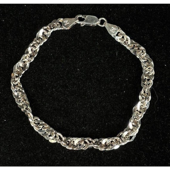 Milor Italy Sterling Silver Singapore Twist Rope Chain Bracelet