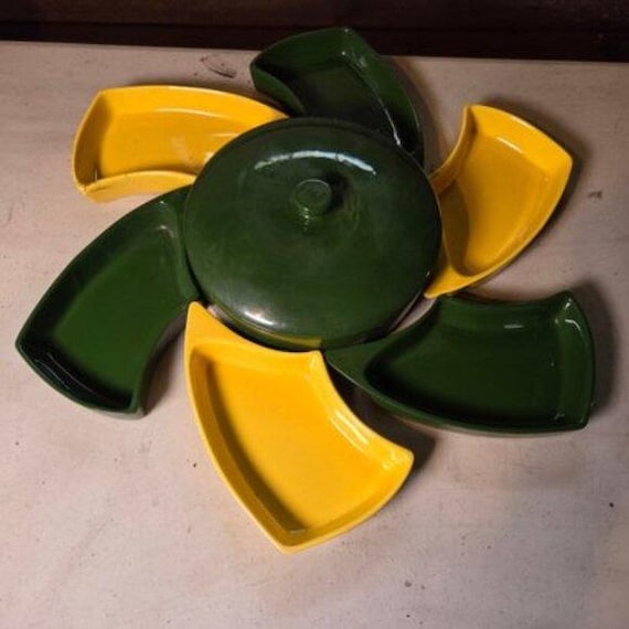 Vintage Mid-Century Ceramic Porcelain Chip & Dip Set