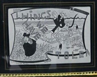 Vintage Antique Framed Thomas Theodor Heine Print Simplicissimus