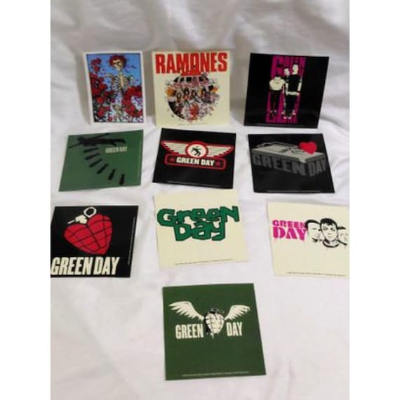 Vintage Band Sticker Lot — Green Day, Ramones, Grateful Dead (10 Stickers)