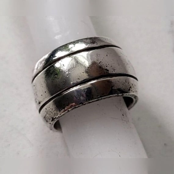 Vintage Sterling Silver 925 Chunky Wide Band Ring Size 6.5
