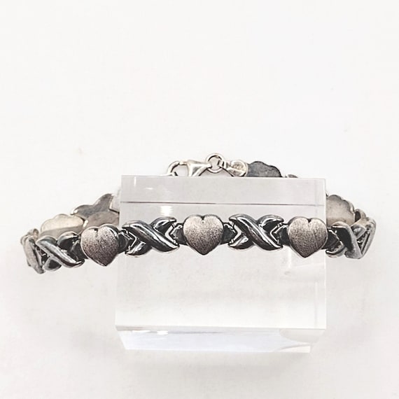Sterling Silver Hearts and X Link Bracelet JCM 925
