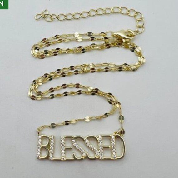 Sterling Silver Gold Tone BLESSED Necklace