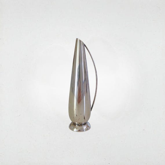 Vintage Silver Plate Bud Vase – Danish Modern Teardrop, Loop Handle, Made Denmark