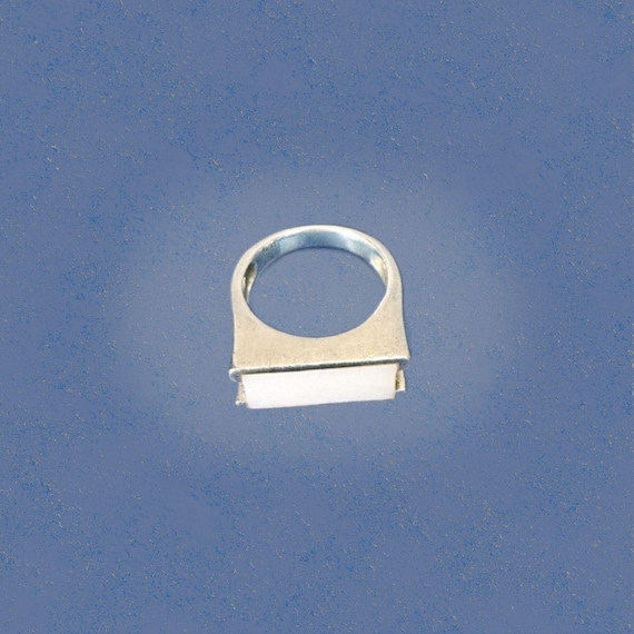 Sterling Silver Mother of Pearl Rectangle Signet Ring Size 8.5