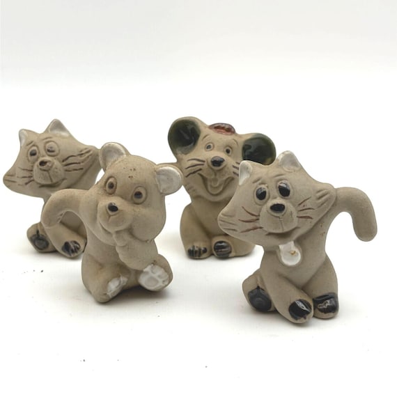 Vintage Ceramic Animal Mug Markers Set of 4