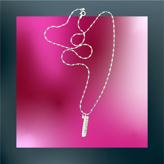 Sterling Silver Comb Pendant Necklace on Twisted Serpentine Chain