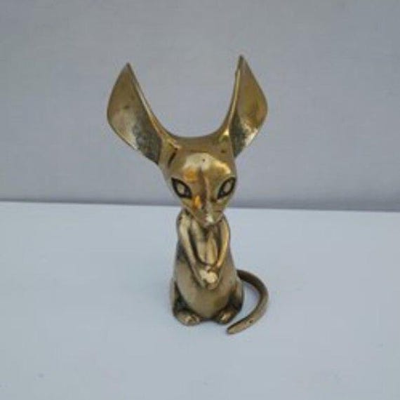 Vintage Brass Mouse Figurine Paperweight