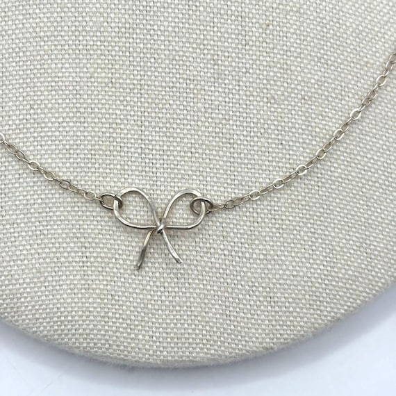 Sterling Silver Bow Necklace 925 Dainty Cable Chain
