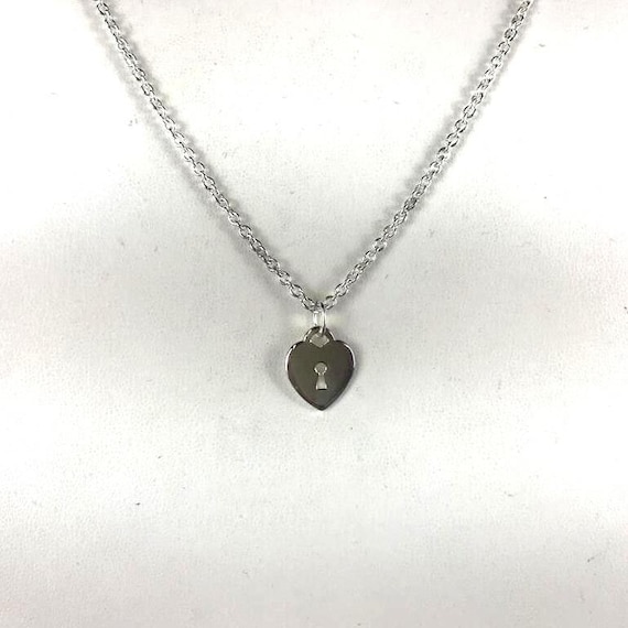 Avon Sterling Silver Heart Keyhole Charm Necklace