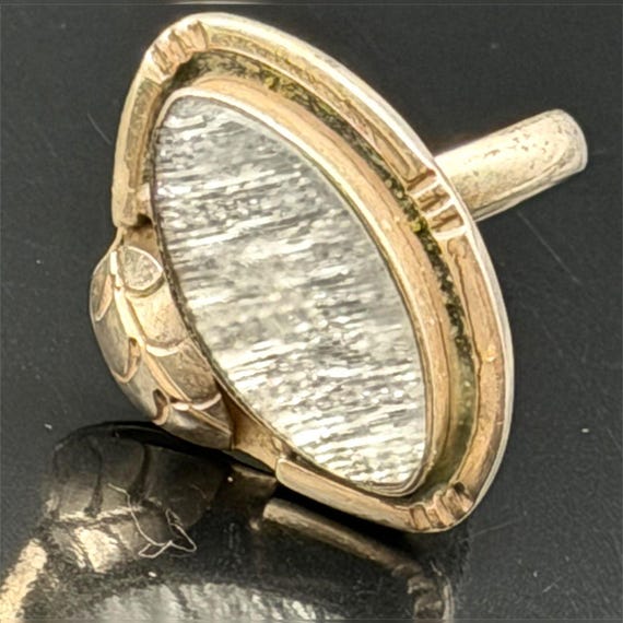 Vintage Sterling Silver Marquise Cabochon Statement Ring Size 8.5