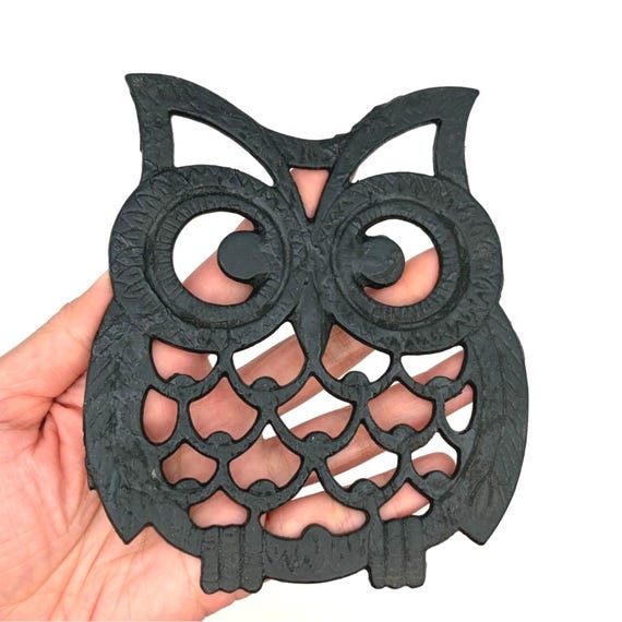 Vintage Cast Iron Owl Trivet 5"