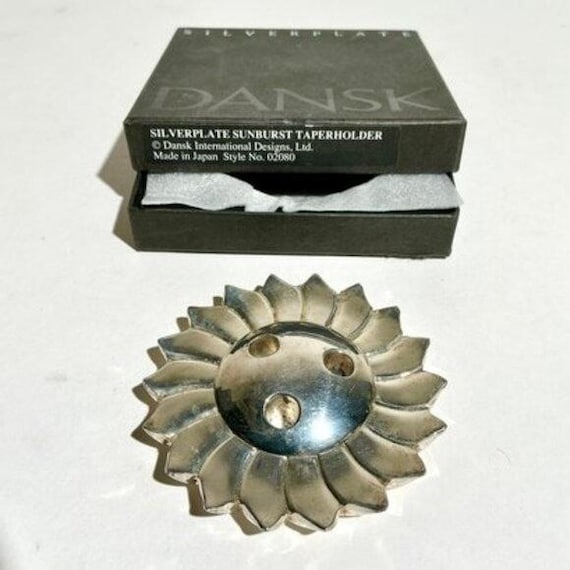Vintage Dansk Silverplate Sunburst Taper Holder Candleholder