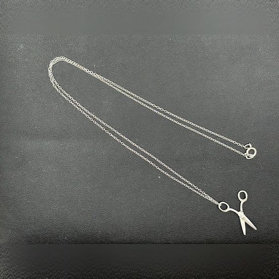 Sterling Silver Moveable Scissors Charm Pendant Necklace 19"