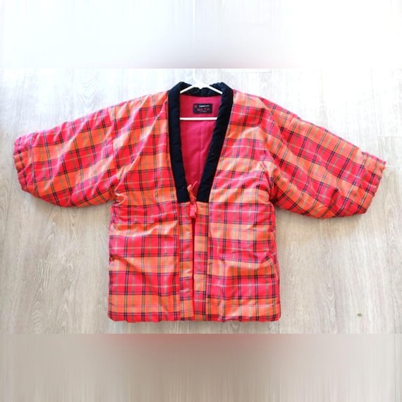 Vintage Kurume Hanten Padded Jacket Red Plaid Size L