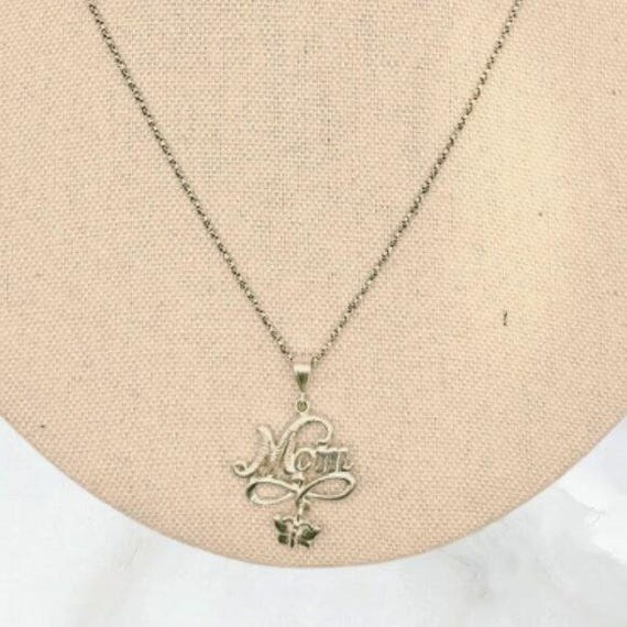 Sterling Silver "MOM" Pendant with Butterfly Charm on Box Chain