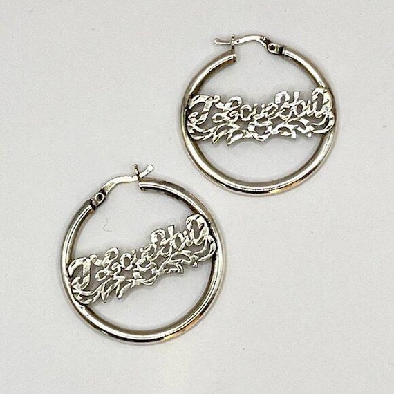 Sterling Silver "I Love You" Hoop Earrings
