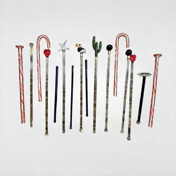 Vintage Art Glass Swizzle Stir Sticks Mixed Lot