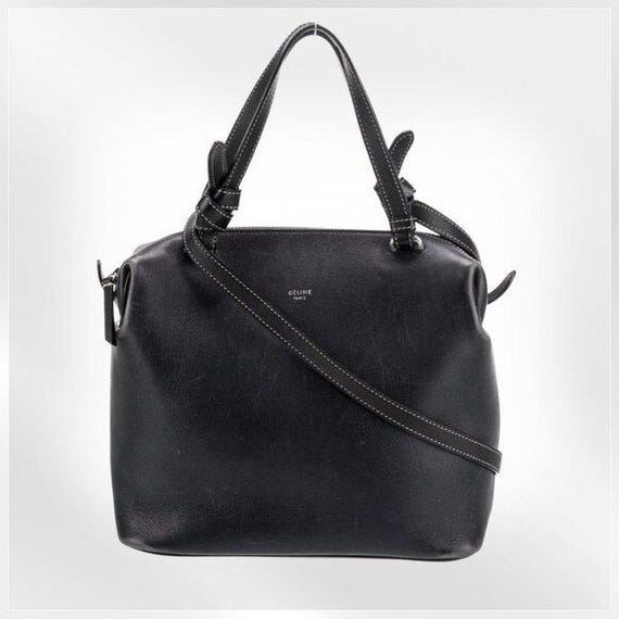 Celine Leather Soft Cube Crossbody Bag Navy and Black