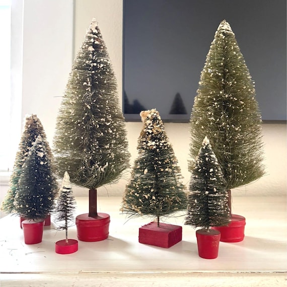 Vintage Bottle Brush Christmas Trees Set of 7
