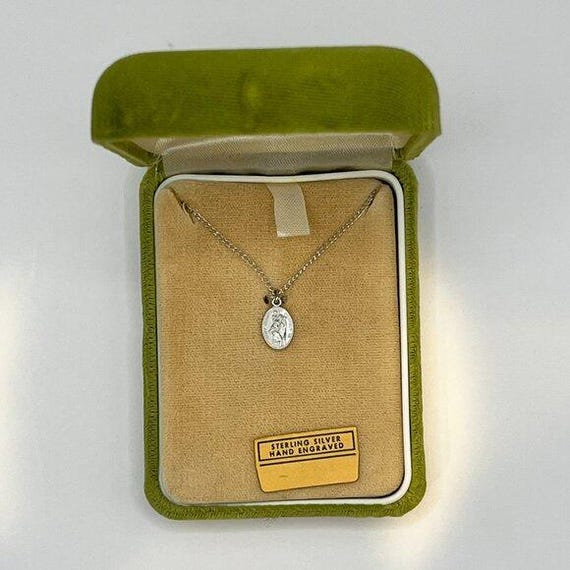 Vintage Shalimar Sterling Silver Saint Christopher Medallion Necklace
