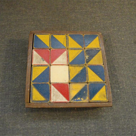 Embossing Co. Color Cubes Wurfelmosaik Pattern Blocks Wooden Case 1930s