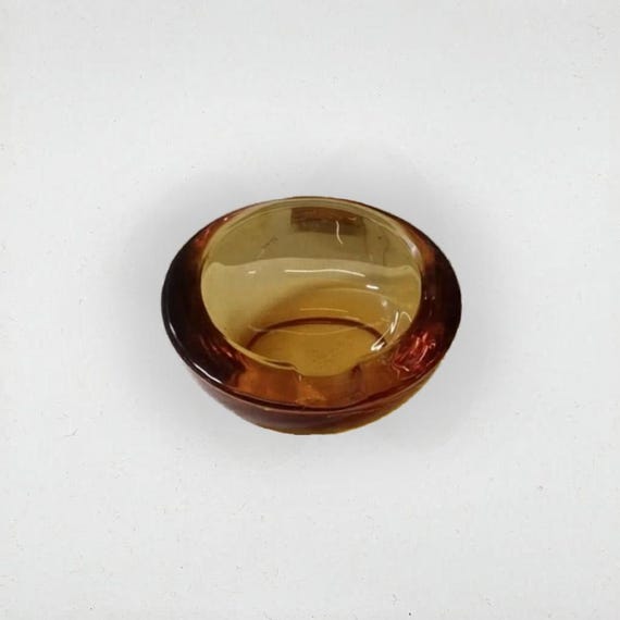 Vintage MCM Viking Glass Mini Orb Ashtray in Amber