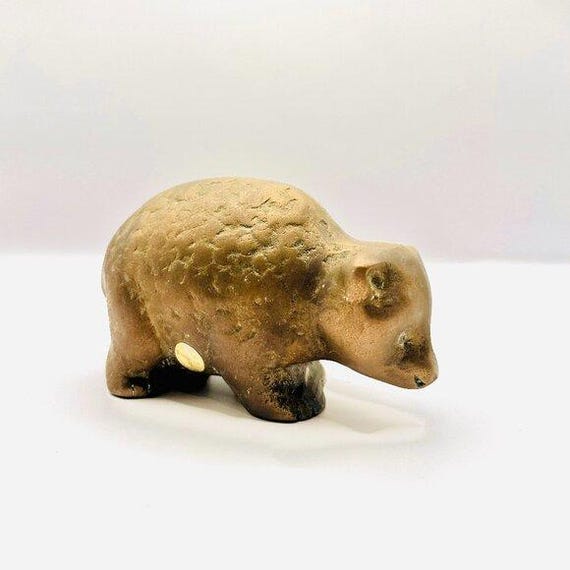 Rare Vintage Solid Brass Bear Figurine Paperweight
