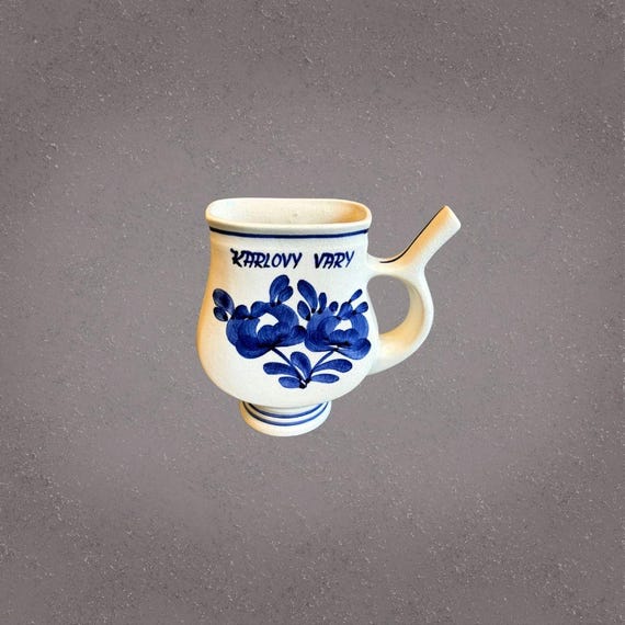 Karlovy Vary Czech Spa Drinking Cup with Straw Handle