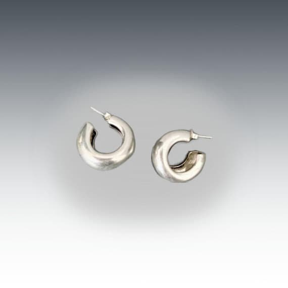 Sterling Silver Chunky Tube Hoop Earrings