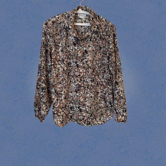 Vintage All Hours Paris Milan Women's Button Down Blouse Size M