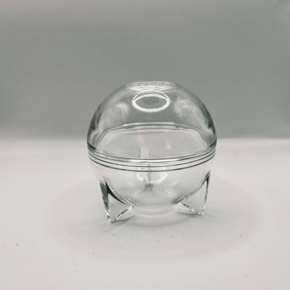 Vintage Clear Glass Orb Trinket Dish with Atomic Legs