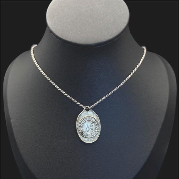 1936 Rose Polytechnic Institute Rose Show Elephant Medallion Pendant Necklace Sterling Silver 925 Italy 18"