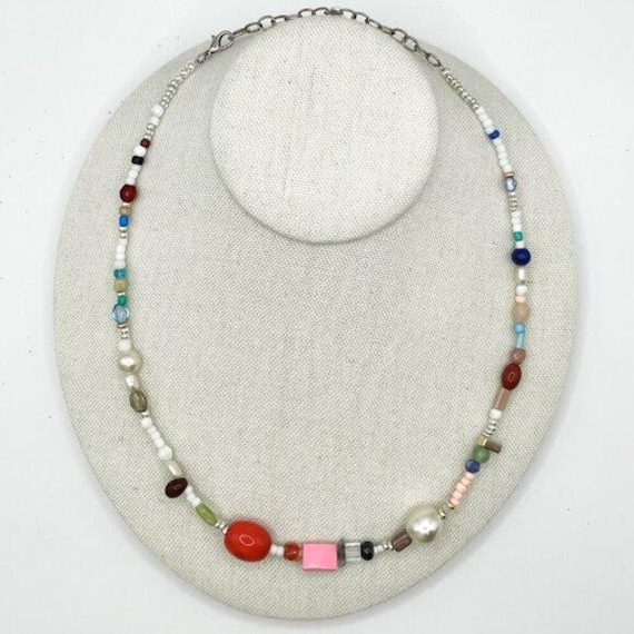 Handmade Mixed Media Beaded Necklace - Vintage & New Beads