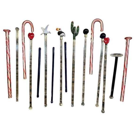 Vintage Art Glass Swizzle Stir Sticks Mixed Lot