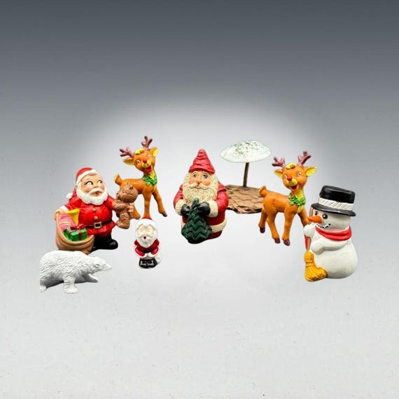 Wallace Berrie Vintage Christmas Figurine Set of 8, Made in Portugal, 1980s