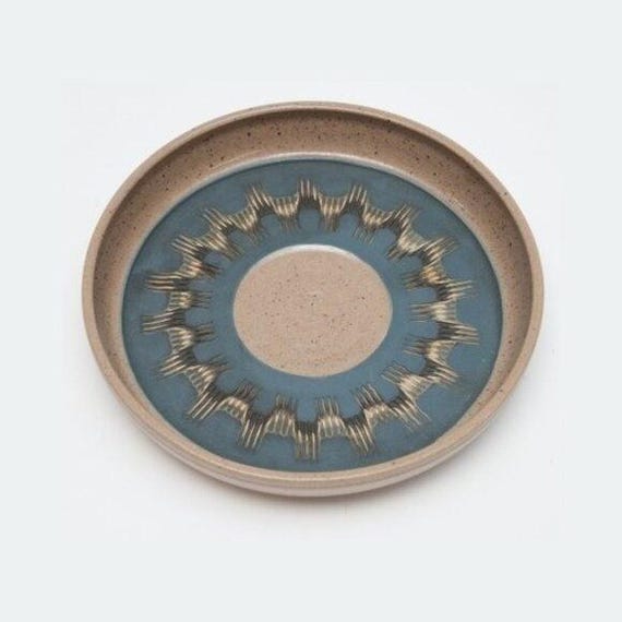 Vintage MCM Abstract Handcrafted Stoneware Studio Pottery Dish
