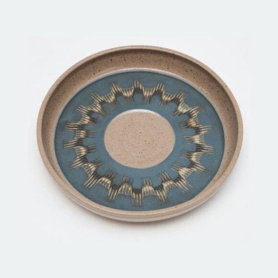 Vintage MCM Abstract Handcrafted Stoneware Studio Pottery Dish