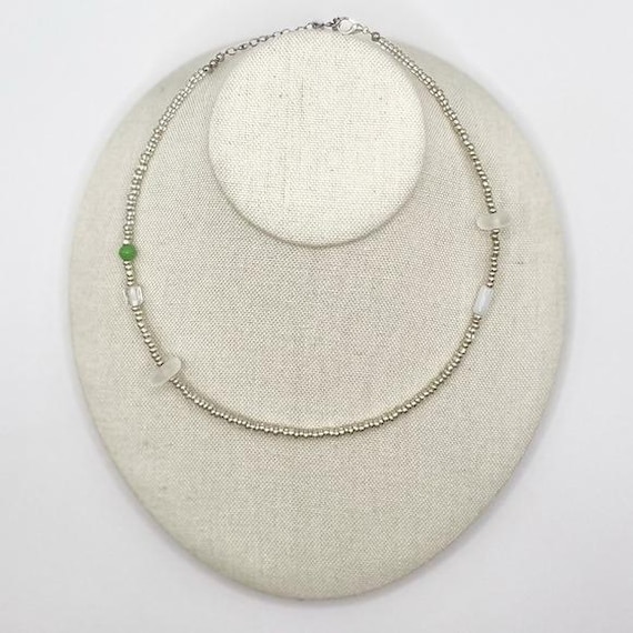 Handmade Silver and Glass Beaded Necklace