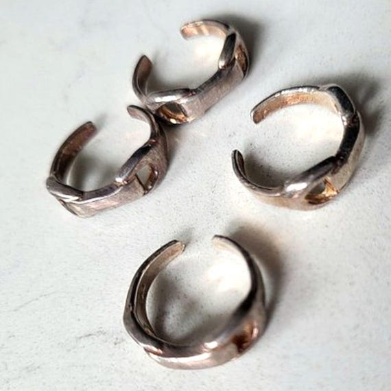 Vintage Sterling Silver Chunky Sculptural Ear Cuff / Toe Ring