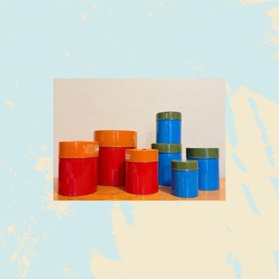 Vintage Japanese Counterpoint Metal Canisters Set of 6