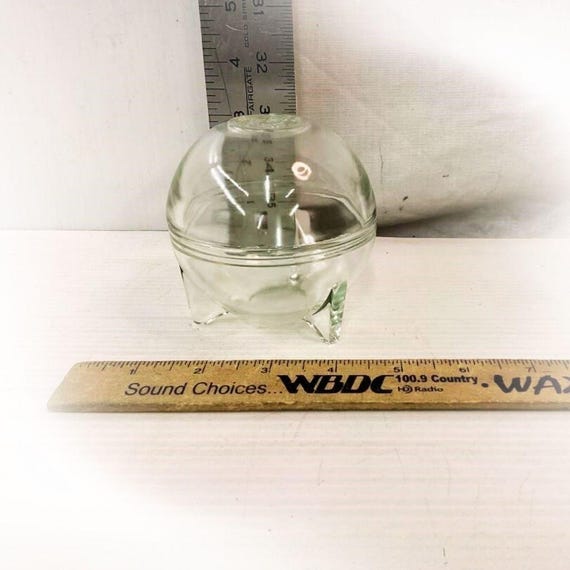 Vintage Clear Glass Orb Trinket Dish with Atomic Legs