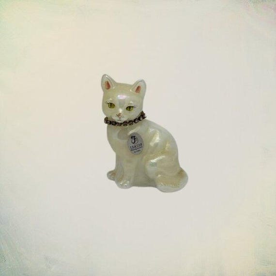 Fenton Art Glass Hand Painted Birthstone Cat Figurine