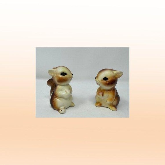 Vintage Chipmunk Squirrel Salt Pepper Shakers Set
