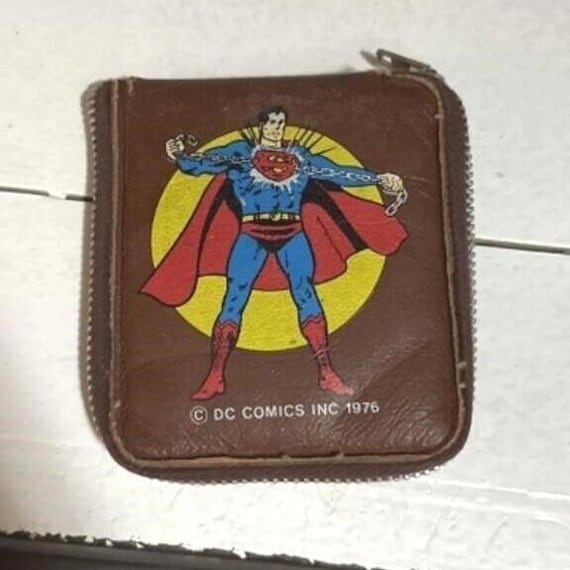 1976 DC Comics Superman Zip Wallet Brown Vinyl Coin Purse