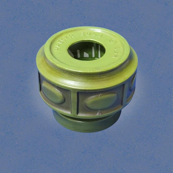 Vintage Royal Haeger 3063 Green Ceramic Candle Holder - MCM Geometric Paneled Design USA