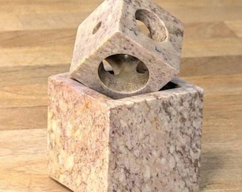 Vintage MCM Stone Cube Candle Holders