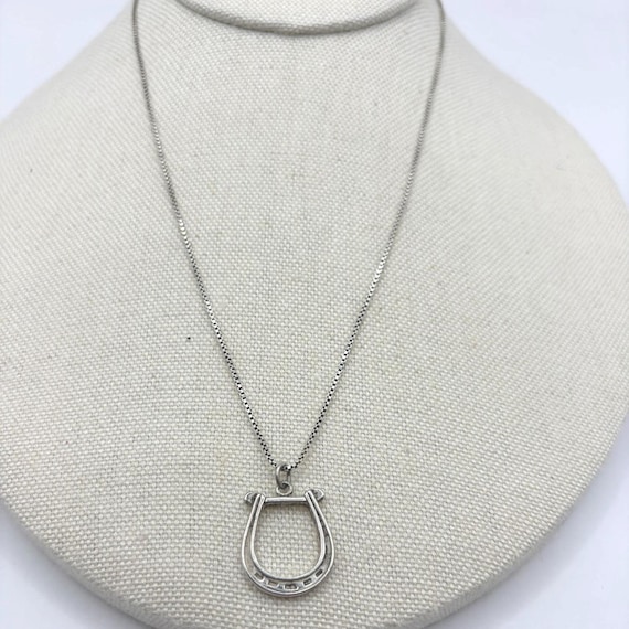 Sterling Silver Horseshoe Pendant Necklace 16"