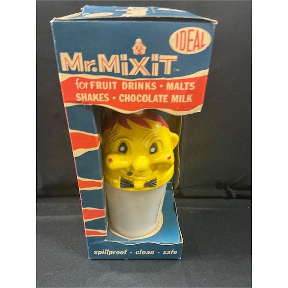 Vintage Mr. Mixit Mechanical Drink Mixer Toy – Soda Fountain Milkshake Maker Original Box