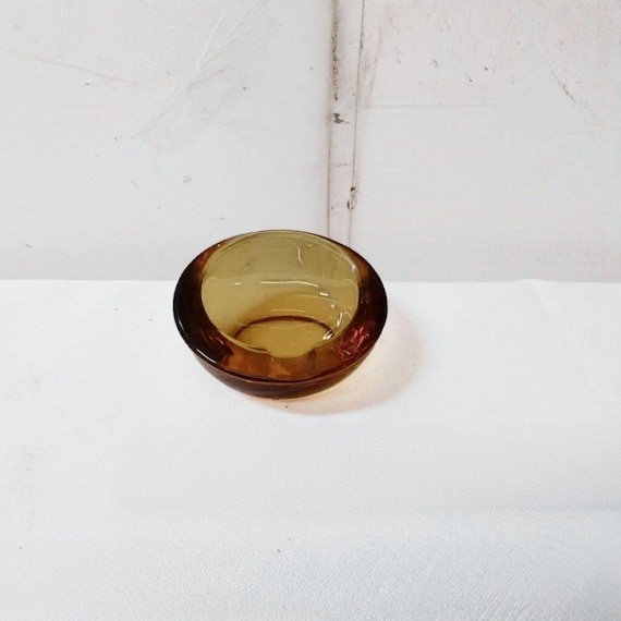 Vintage MCM Viking Glass Mini Orb Ashtray in Amber